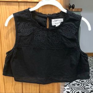 Current/Elliot Black Embroidered Crop Top